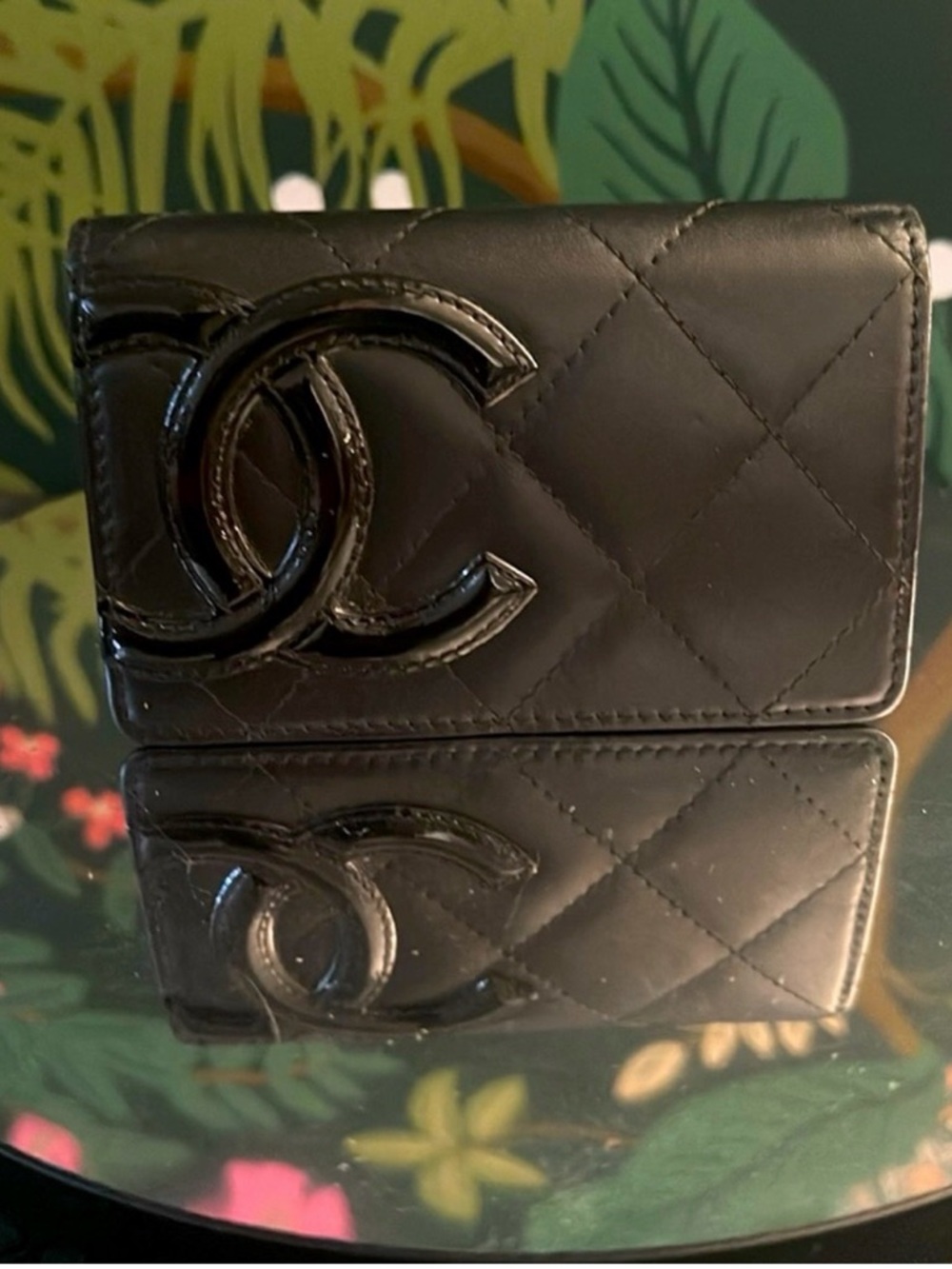 🖤🏆CHANEL Cambon Classique Quilted Leather CC Wallet Black w Hot Pink Interior